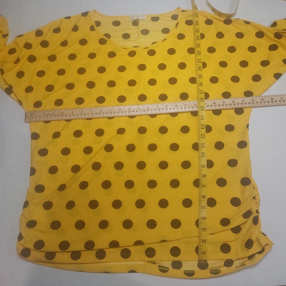LOVE NATION Yellow and Black Pokodot Longsleeve Blouse Size 3X - Picture 8 of 12
